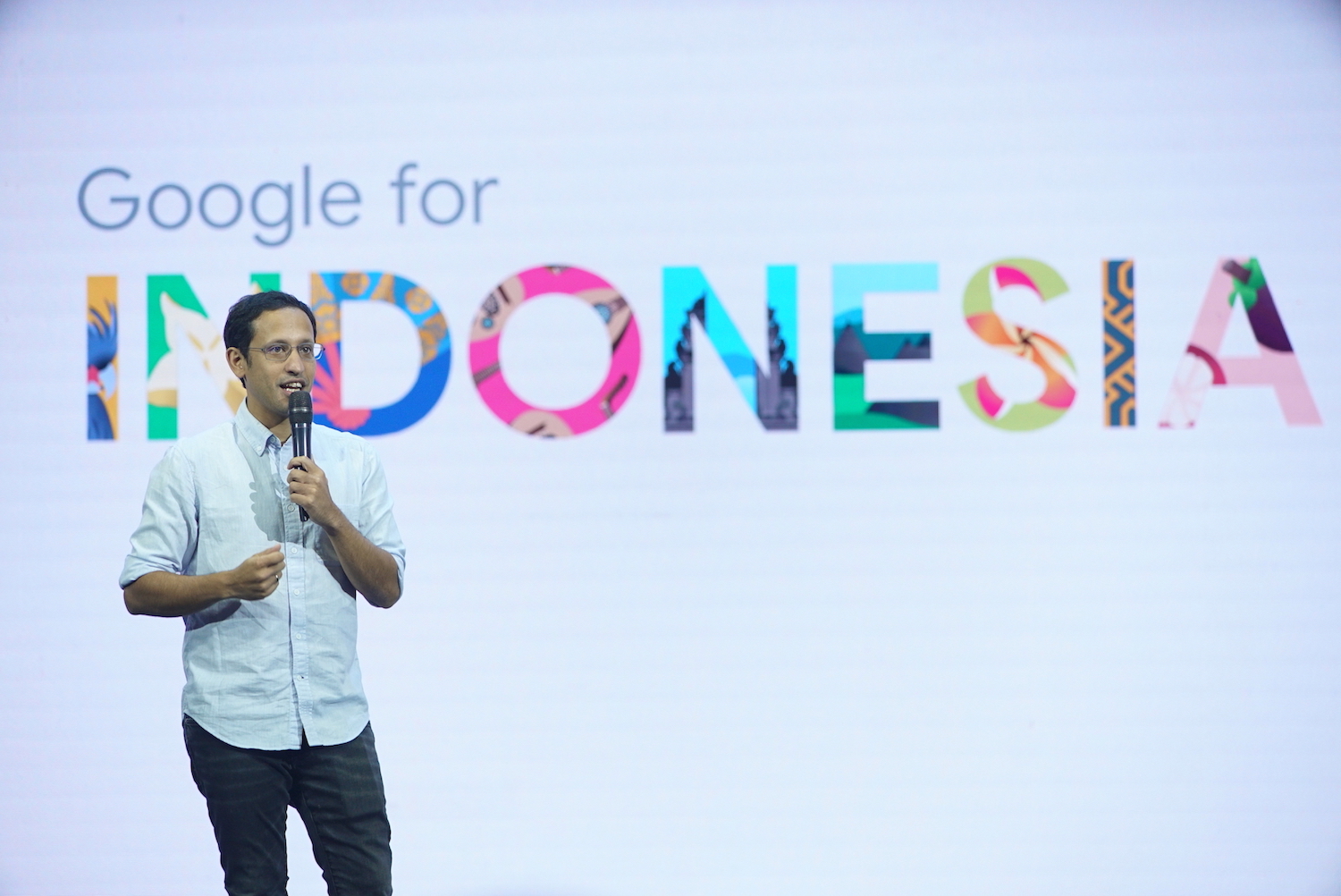 Menteri Pendidikan dan Kebudayaan Nadiem Makarim saat berbicara di Google for Indonesia / Google Indonesia