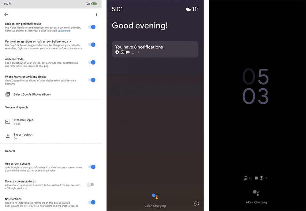 Tampilan Google Assistant Ambient Mode di smartphone / XDA Developers