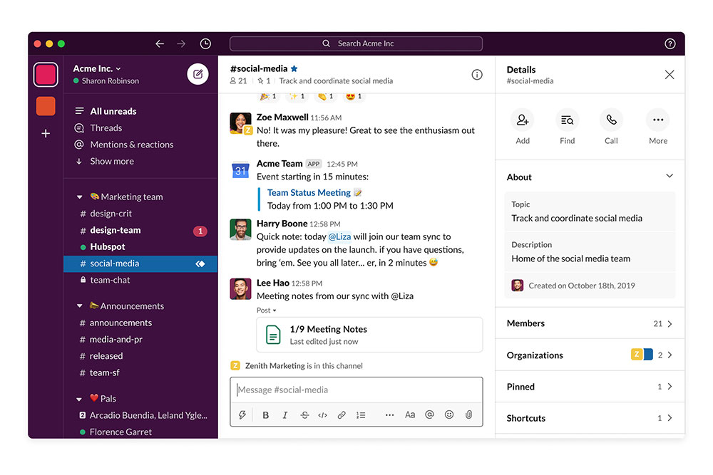 Tampilan Aplikasi Slack Tampilan Aplikasi Slack