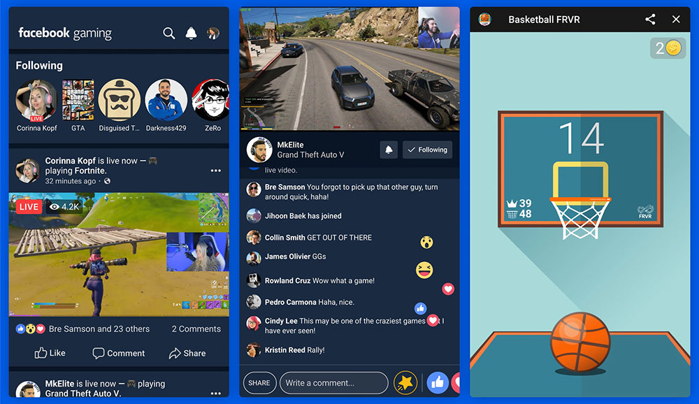 Tampilan aplikasi Facebook Gaming / Facebook for SEO