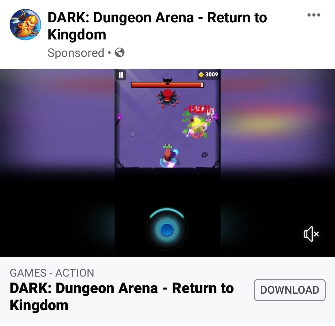 Iklan game ini menggunakan screenshot dari game yang bernama Archero.