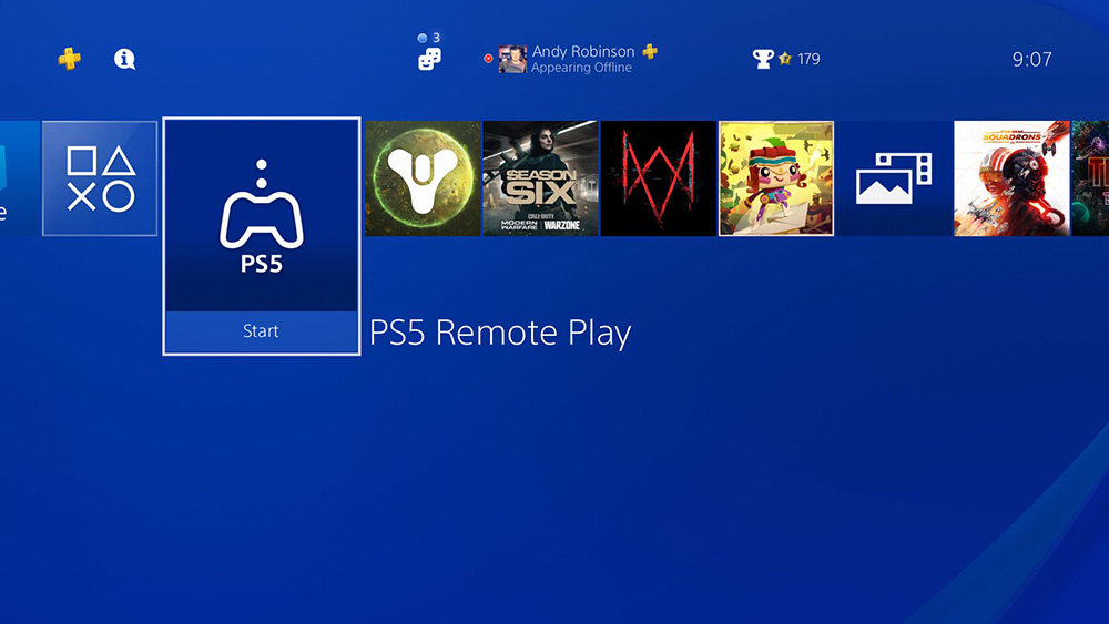 Aplikasi PS5 Remote Play di dashboard PS4 / VGC