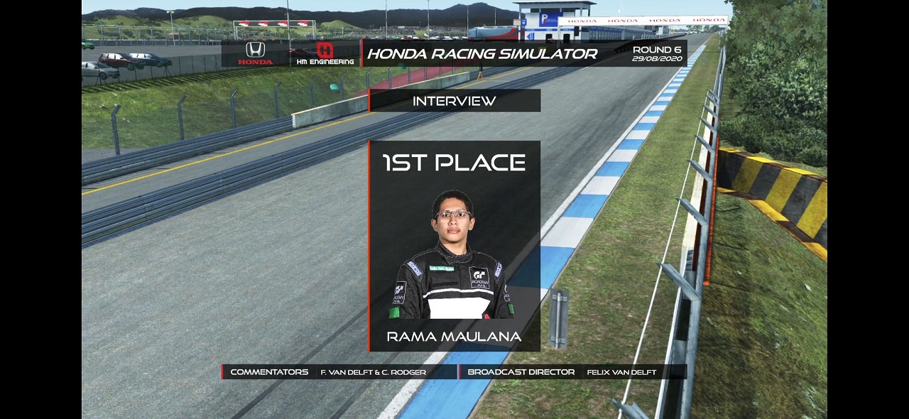 Andika Rama saat memenangkan Honda Racing Simulator pada Agustus 2020. | Sumber: Facebook