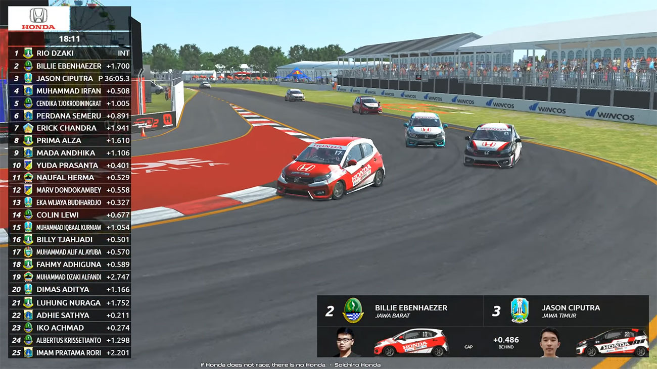 Cuplikan babak ketiga Honda Racing Simulator Championship musim kedua / YouTube @Hondaisme for SEO