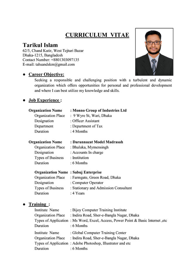 Contoh CV Lamaran Kerja Formal (Source: Google.com)